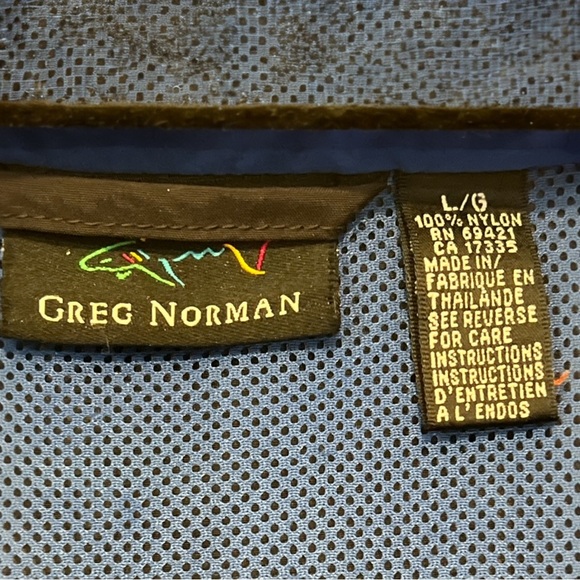 Greg Norman Windbreaker, Full Zip, Packable Hood, Men’s, Blue/Black, Size Large - Picture 8 of 12